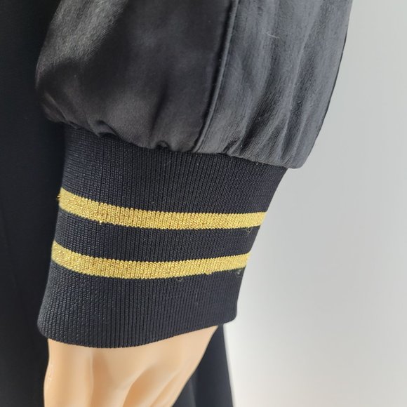 Baby Phat Womens Bomber Jacket Black Metallic Full Zip Cat Smocked Waist XL - Picture 8 of 13